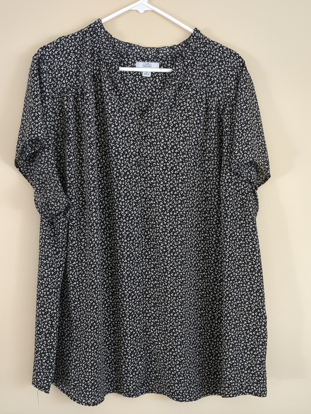 3X Croft & Barrow Black And White Shirt Print Top